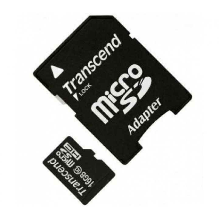 Карта памяти microSDHC 16GB Transcend Class10 + SD адаптер