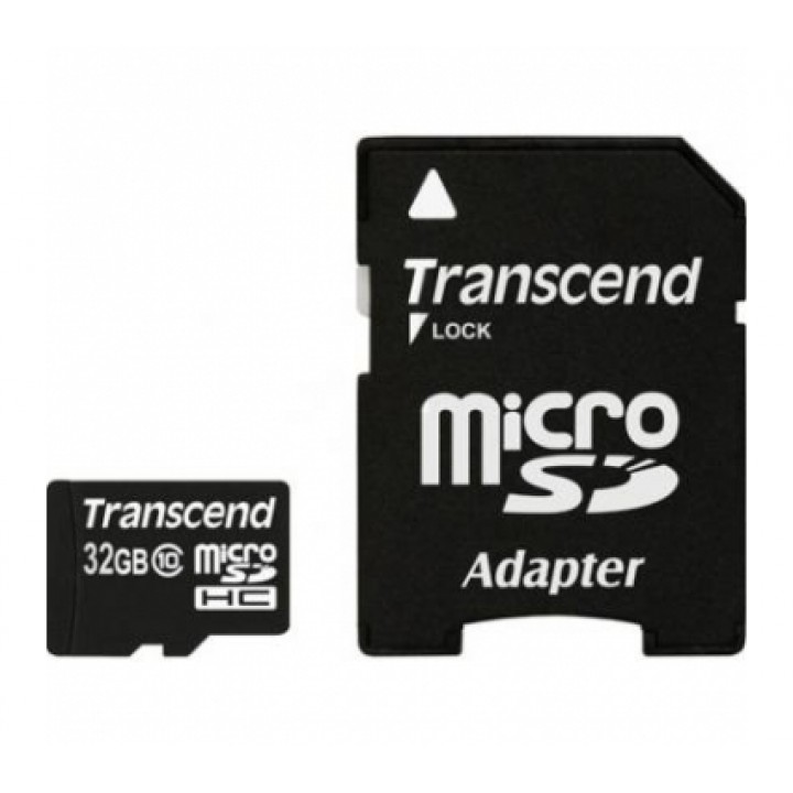Карта памяти microSDHC 32GB Transcend Class10 + SD адаптер