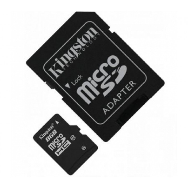 Карта памяти microSDHC 8GB Kingston Class10 + SD адаптер
