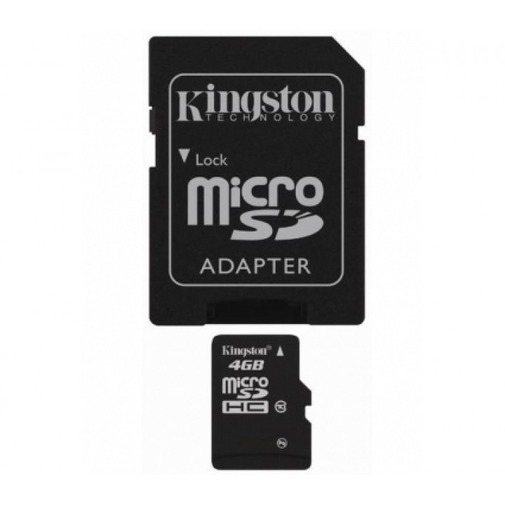 Карта памяти microSDHC 4GB Kingston Class10 + SD адаптер
