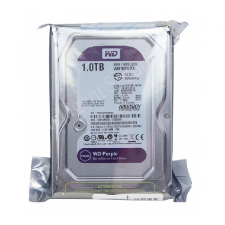 Жёсткий диск 1Tb WD10PURX (партнёр Hikvision)