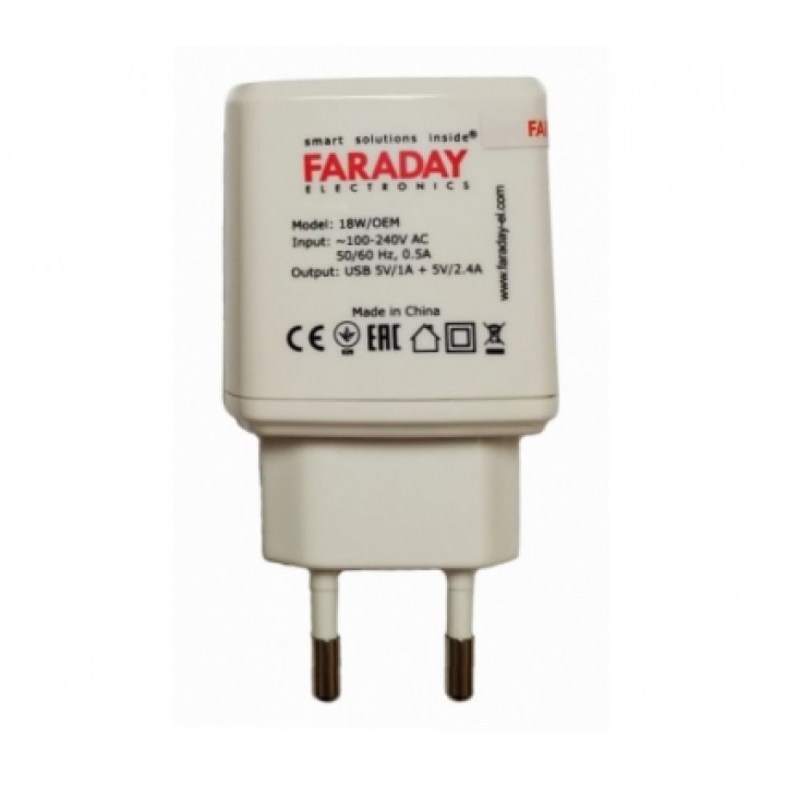 Блок питания Faraday 18W/OEM/5V/1A+2,4A