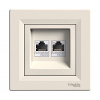 Schneider RJ-45 розетка врезная 2-порта (1 модуль RJ-45)