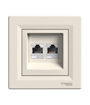 Schneider RJ-45 розетка врезная 2-порта (1 модуль RJ-45)