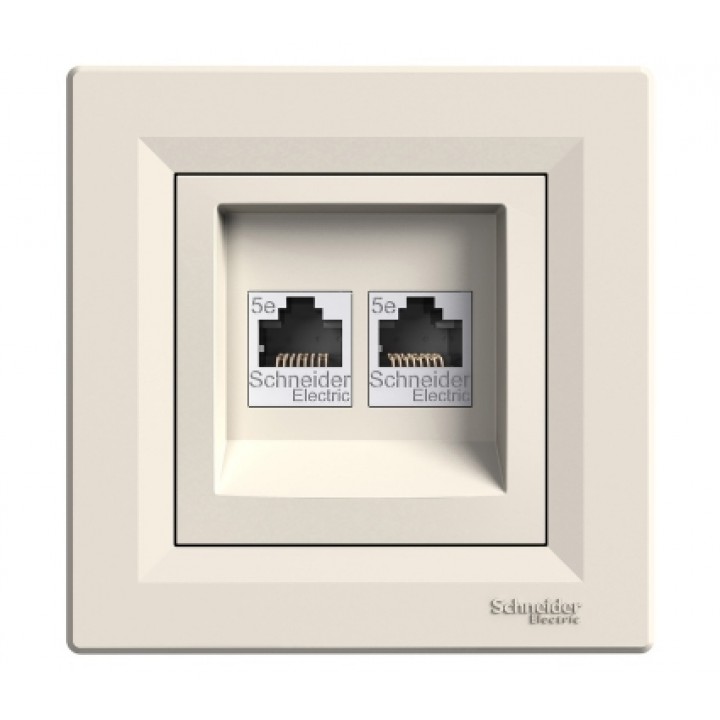 Schneider RJ-45 розетка врезная 2-порта (1 модуль RJ-45)