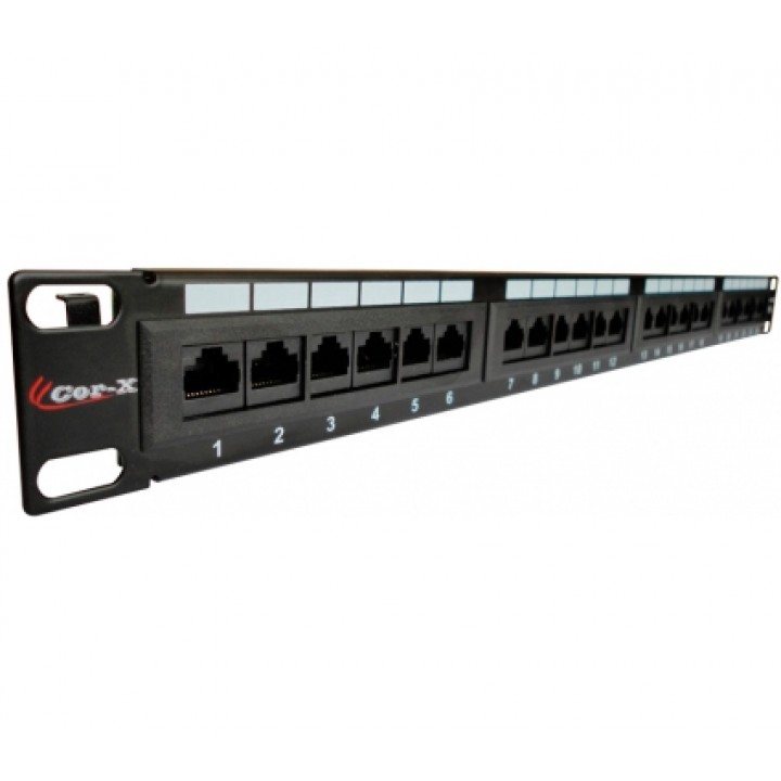 Патч панель Cor-X 19" 1U 24 порта RJ45 Cat 5E