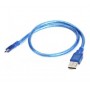 Кабель USB 2.0 Ritar (AM/Mini 5 pin) 0.3м, синий прозрачный