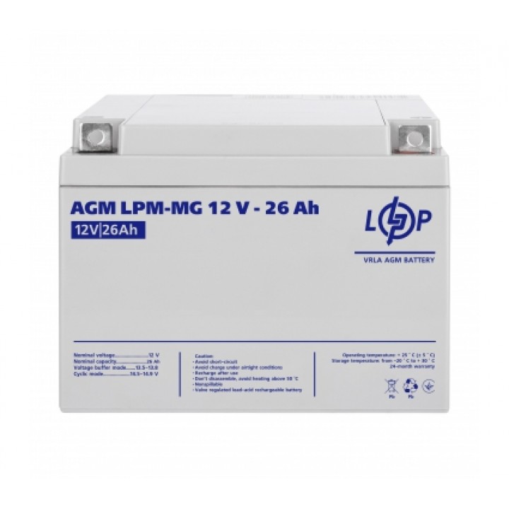 Акумуляторна батарея LogicPower AGM LPM-MG 12V 26 Ah