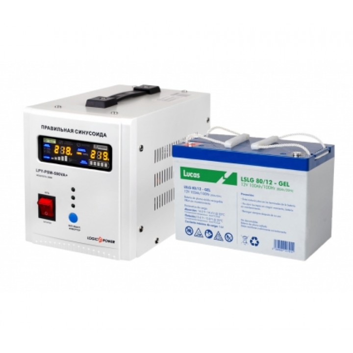 UPS LogicPower LPY-PSW-500VA+ + АКБ Lucas LSLG 80/12 GEL