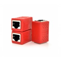 З'єднувач RJ45 8P8C мама/мама RJ45 для з'єднання кабелю, екранований, червоний