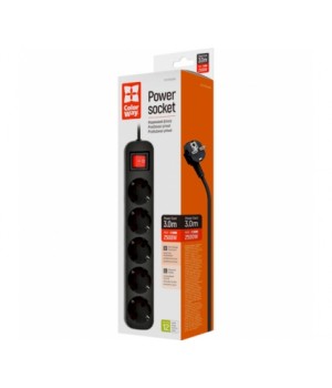 Мережевий фільтр COLORWAY CW-PSEA53BK Black, 5 розеток, 3м