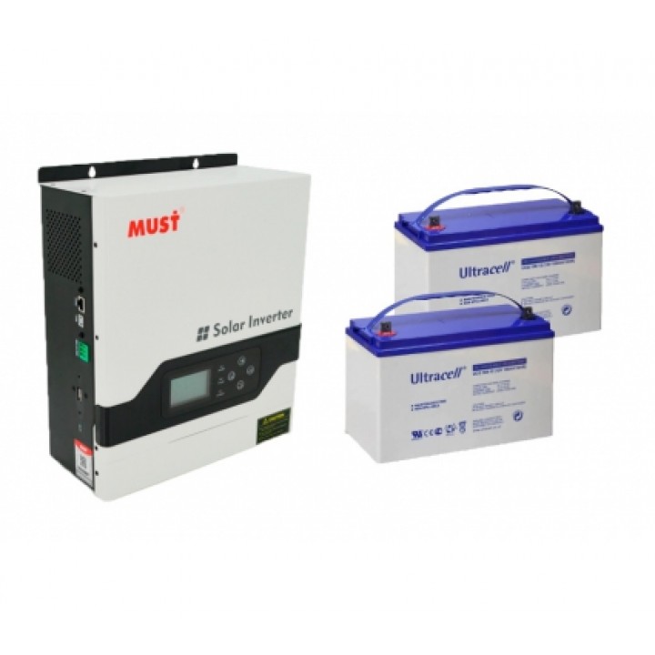 Комплект живлення гібридний MUST PV18-3224VPM + Ultracell UCG100-12 x 2