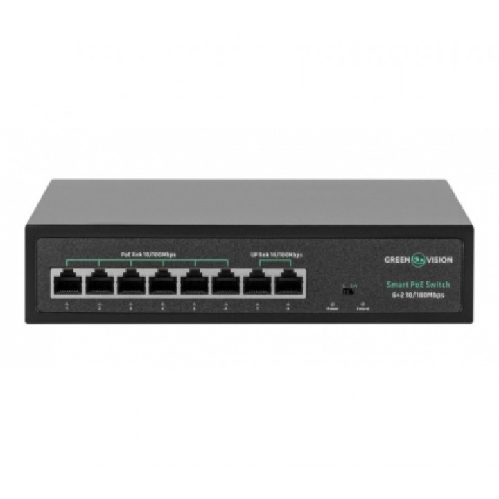 PoE комутатор GreenVision GV-015-D-06+2P