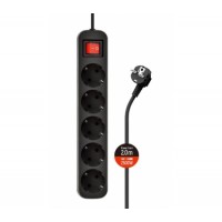 Мережевий фільтр COLORWAY CW-PSEA52BK Black, 5 розеток, 2м