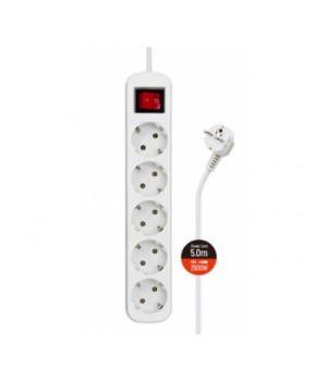 Мережевий фільтр COLORWAY CW-PSEA55W White, 5 розеток, 5м