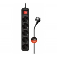 Мережевий фільтр COLORWAY CW-PSEA55W black, 5 розеток, 5м