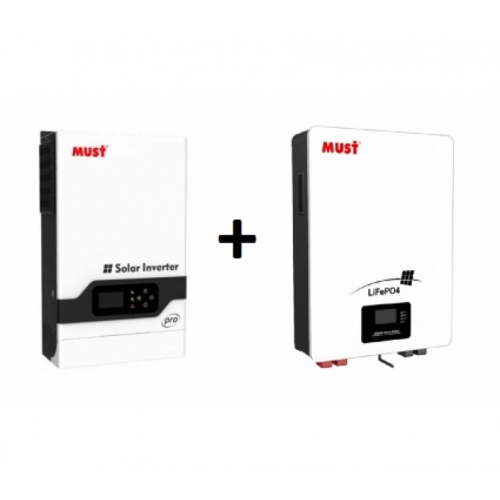 Комплект енергонезалежності 5кВт MUST PV18-5248PRO 5.2KVA/5200W + LiFePo4 Must LP16-48100