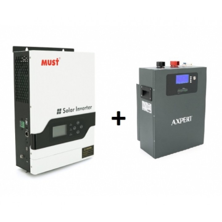 Комплект енергонезалежності Must PV18-4024ECO 3.5кВт + АКБ AXPERT LiFePO4 25.6V 100Ah