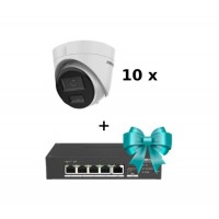 Комплект 10шт Hikvision DS-2CD1343G2-LIUF (2.8mm) + PoE Hikvision DS-3T1306P-SI/HS