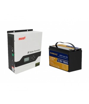 1кВт комплект живлення Must PV18-1012 VMPK + LiFePO4 АКБ SHMAG 12.8V 100Аh
