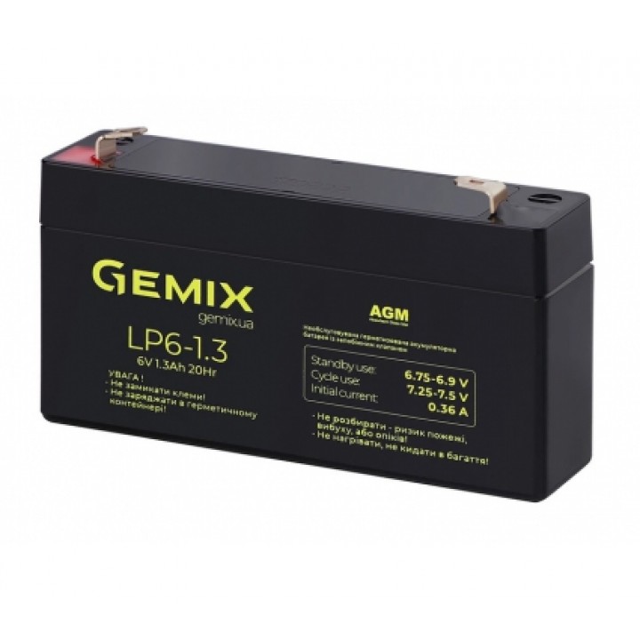 Акумуляторна батарея Gemix 6V 1.3Ah