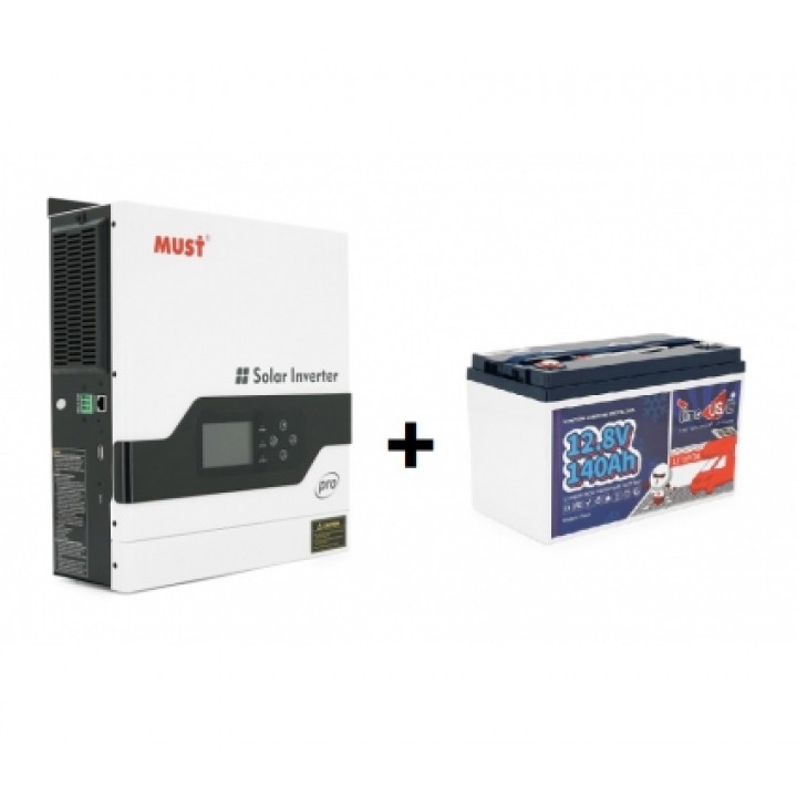 Комплект MUST PV18-2012PRO + LiFePO4 акб TimeUSB 12.8V 140Ah (1792Wh)